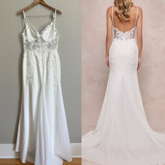 Vision of Romance White Sheer Mesh Embroidered Sequin Maxi Dress - Picture 3 of 8